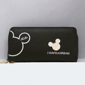 Minnie Mickey Mouse Wristlet Clutch  Convertible Long Wallet White Black